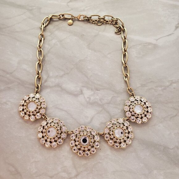 J. Crew Jewelry - ✨ J.Crew Classic Rhinestones Pave Crystal Medallion Statement Necklace ✨